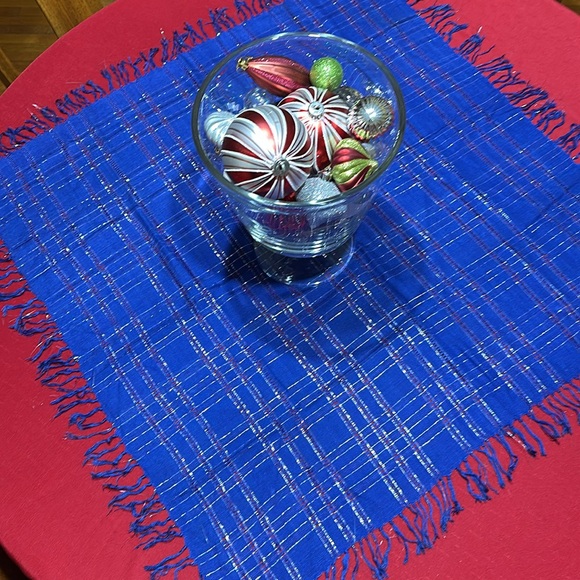 Beautiful royal blue square 31” by 31” table topper, shawl, or scarf. You decide - Picture 10 of 12
